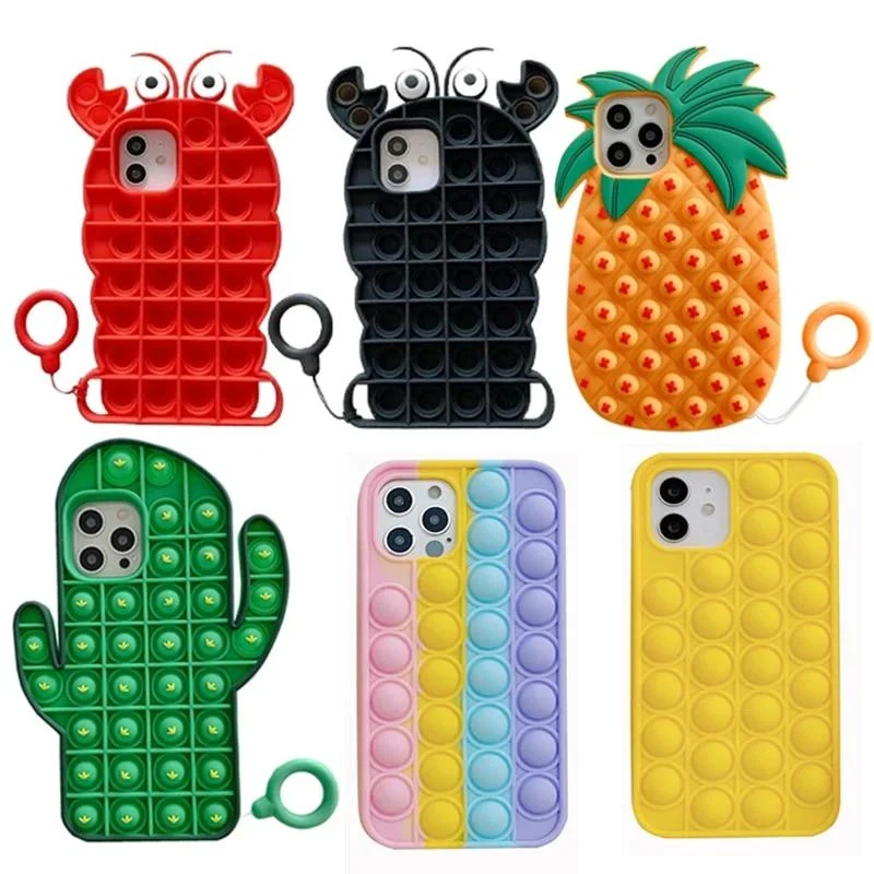 Cartoon Silicone Pop It Case For iPhones