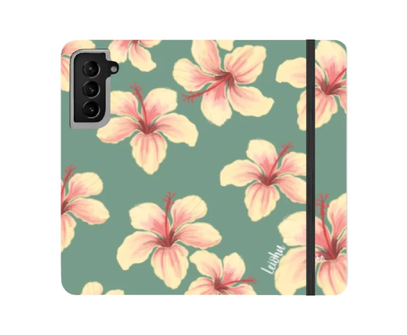 Hibiscus - Teal - Wallet Case - Samsung