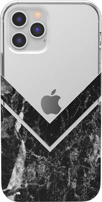 Sleek and Simple | Black Marble V Clear Case