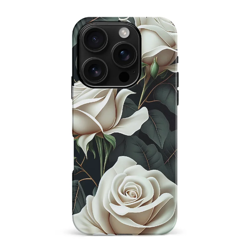 White Roses Floral Phone Case