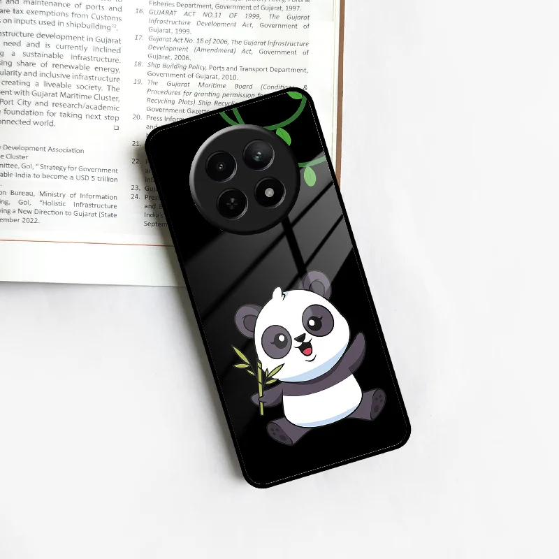 Black Panda Glass Phone Case For Realme/Narzo