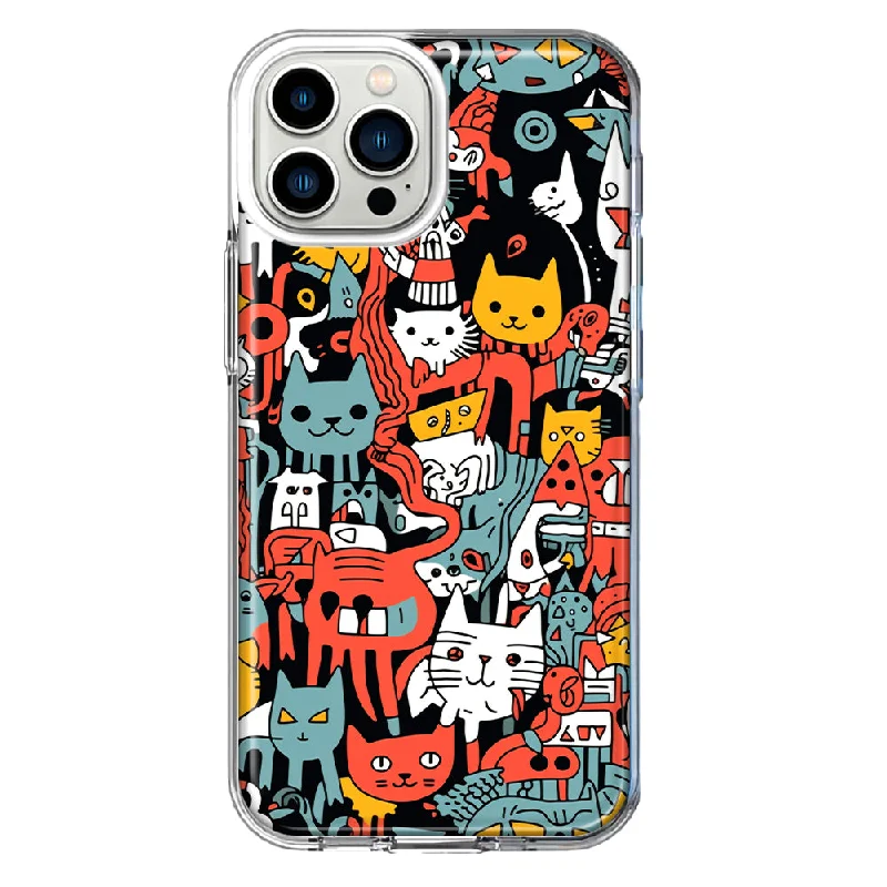 For Apple iPhone 11 Pro Max Psychedelic Cute Cats Friends Pop Art Design Hybrid Protective Phone Case Cover