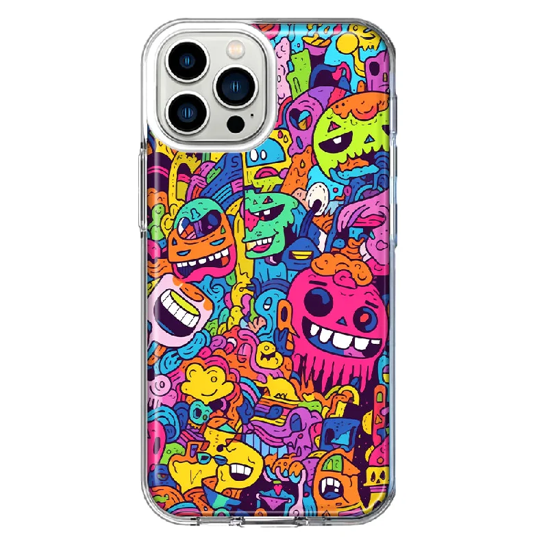 For Apple iPhone 11 Pro Psychedelic Trippy Happy Characters Pop Art Design Hybrid Protective Phone Case Cover