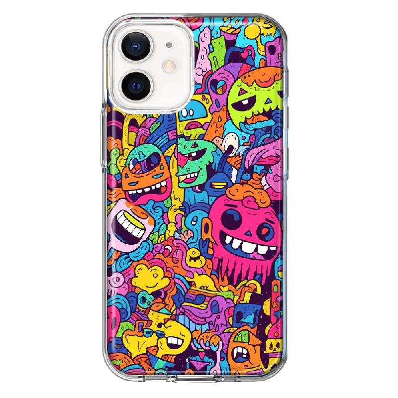 For Apple iPhone 11 Psychedelic Trippy Happy Characters Pop Art Design Hybrid Protective Phone Case Cover