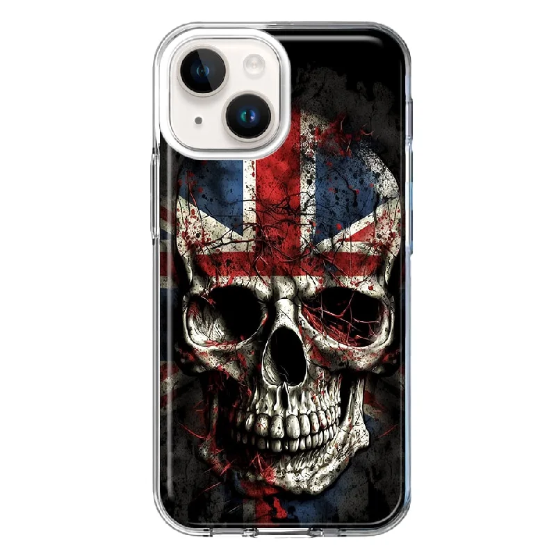 For Apple iPhone 15 British UK Flag Skull Case Cover