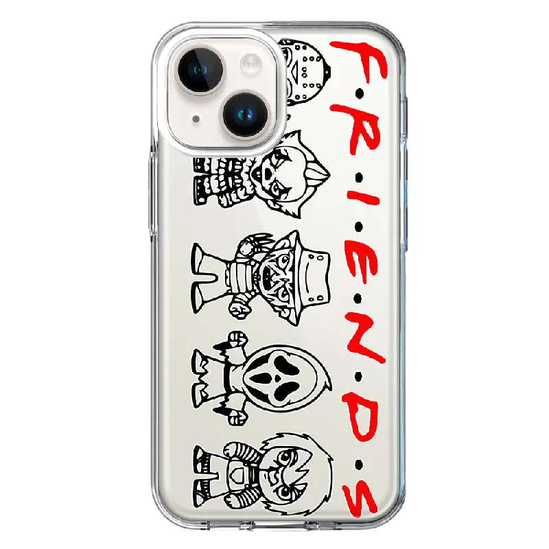 For Apple iPhone 15 Cute Halloween Spooky Horror Scary Characters Friends Case Cover