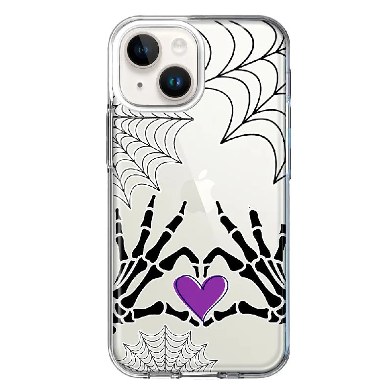 For Apple iPhone 15 Halloween Skeleton Heart Hands Spooky Spider Web Case Cover