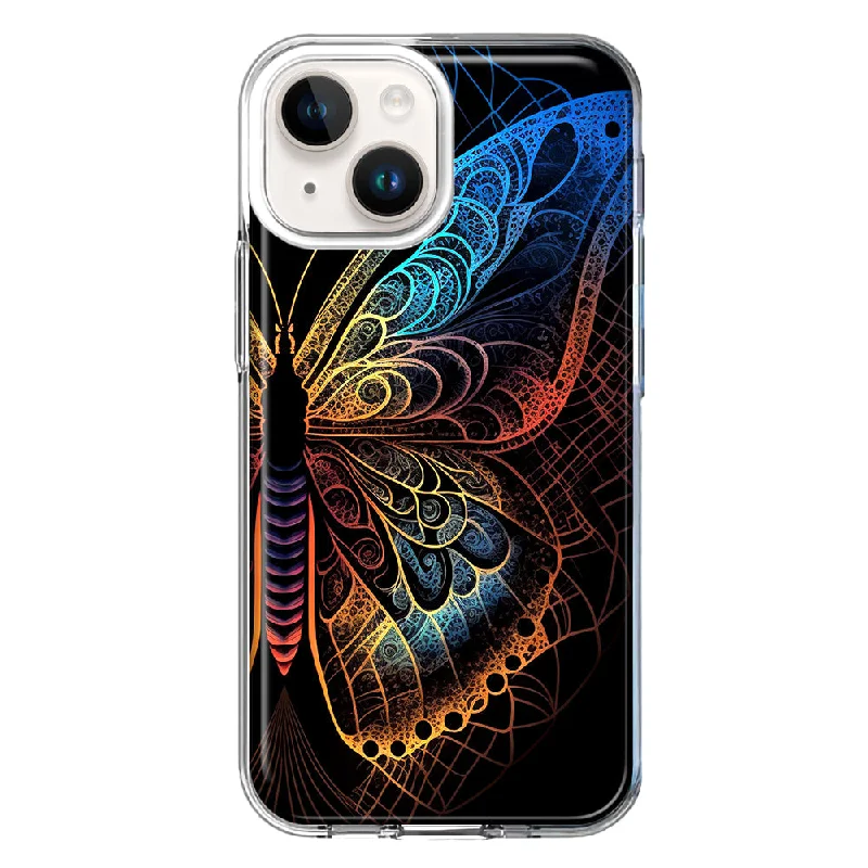 For Apple iPhone 15 Mandala Geometry Abstract Butterfly Pattern Case Cover