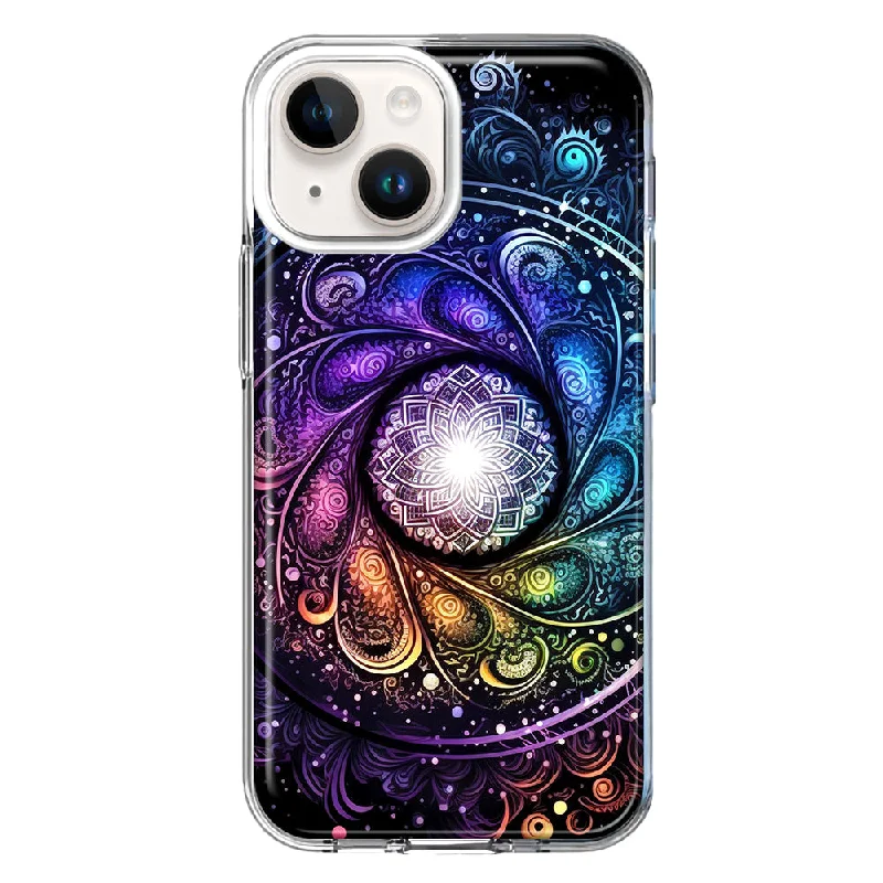 For Apple iPhone 15 Mandala Geometry Abstract Galaxy Pattern Case Cover