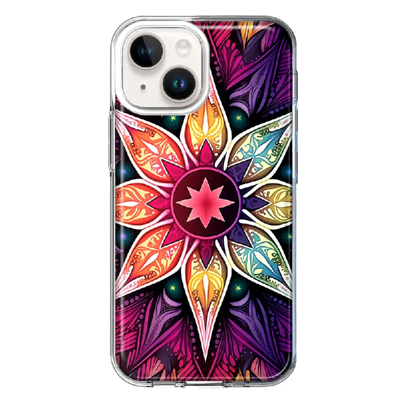 For Apple iPhone 15 Mandala Geometry Abstract Star Pattern Case Cover