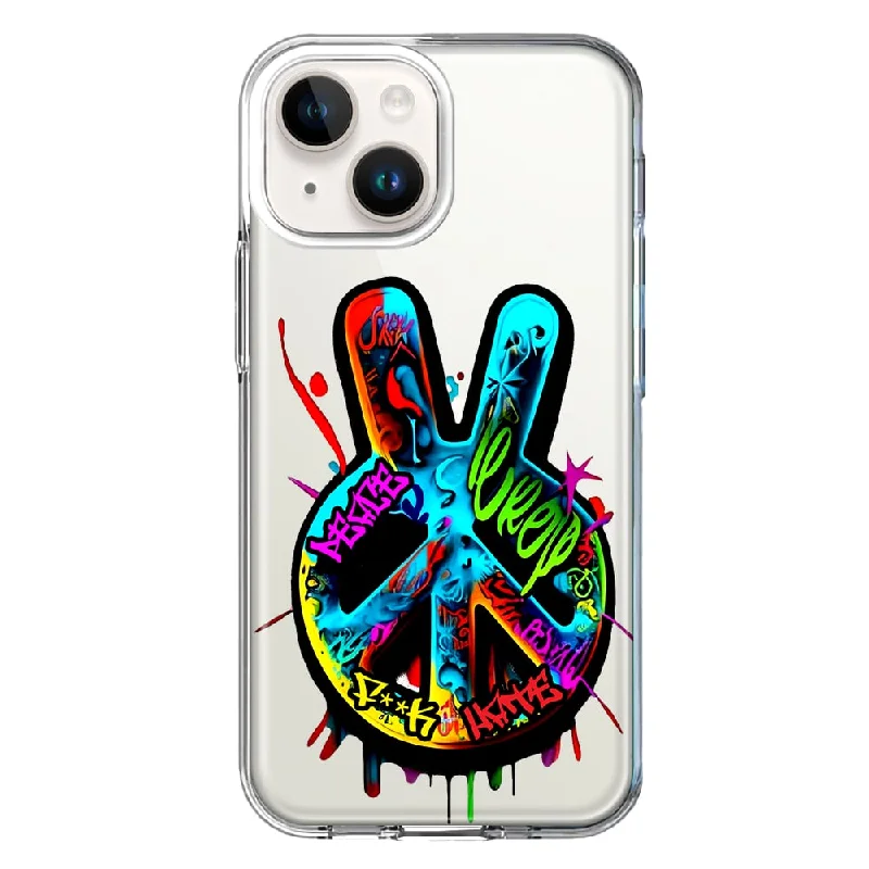 For Apple iPhone 15 Peace Graffiti Painting Art Case Cover