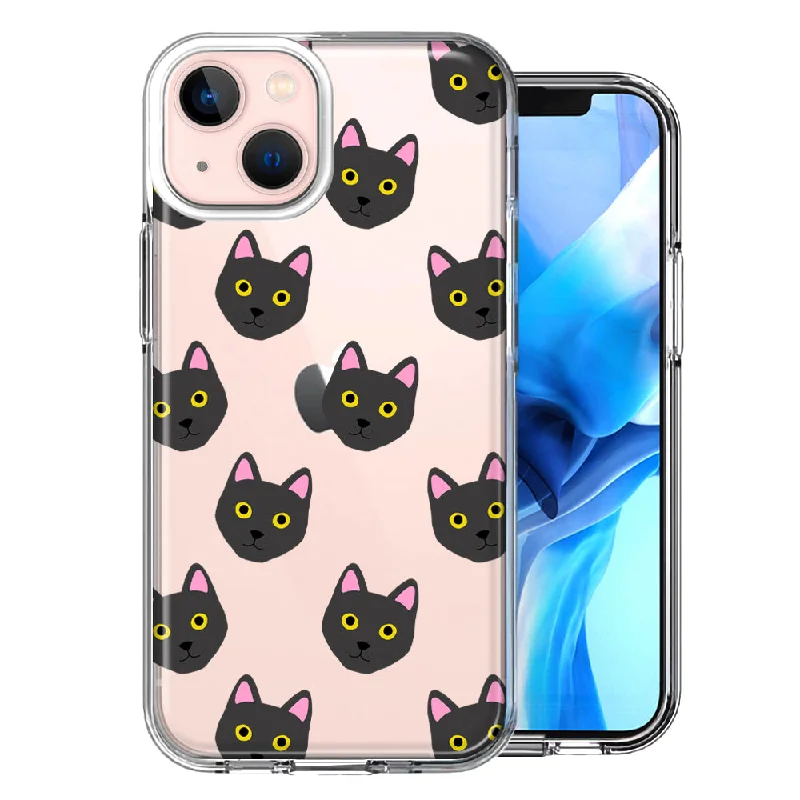 For Apple iPhone 15 Plus Black Cats Polkadots Case Cover