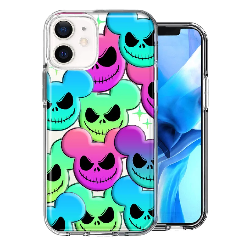 For Apple iPhone 15 Plus Bright Rainbow Nightmare Skulls Spooky Season Halloween Case Cover