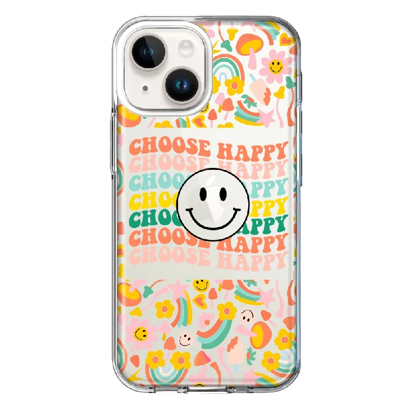 For Apple iPhone 15 Plus Choose Happy Smiley Face Retro Vintage Groovy 70s Style Case Cover