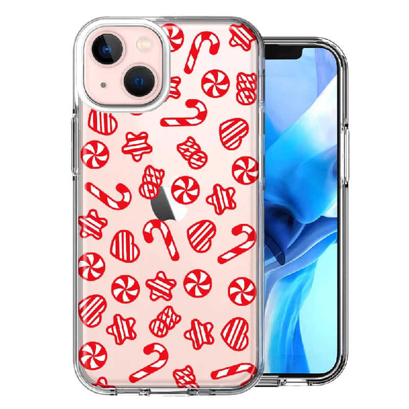 For Apple iPhone 15 Plus Christmas Winter Red White Peppermint Candies Swirls Candycanes Case Cover