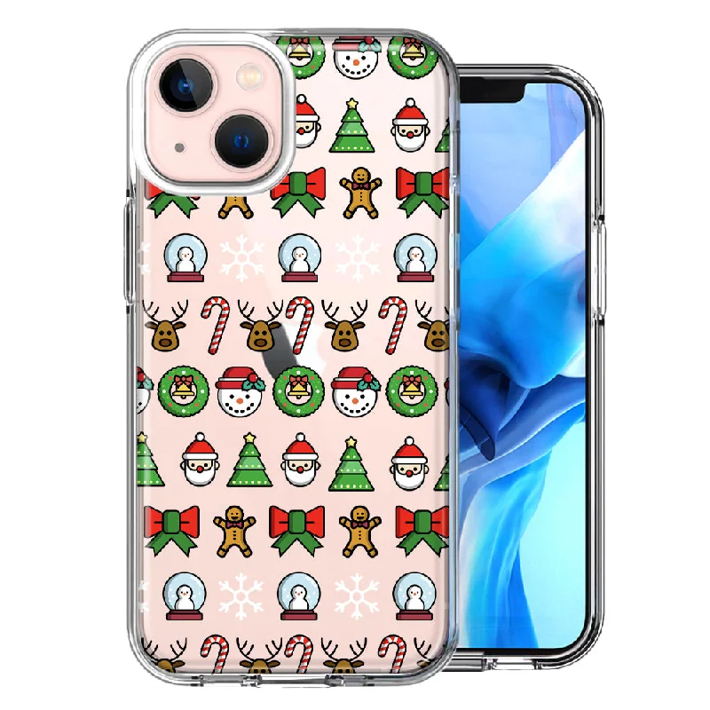 For Apple iPhone 15 Plus Classic Christmas Polka Dots Santa Snowman Reindeer Candy Cane Case Cover