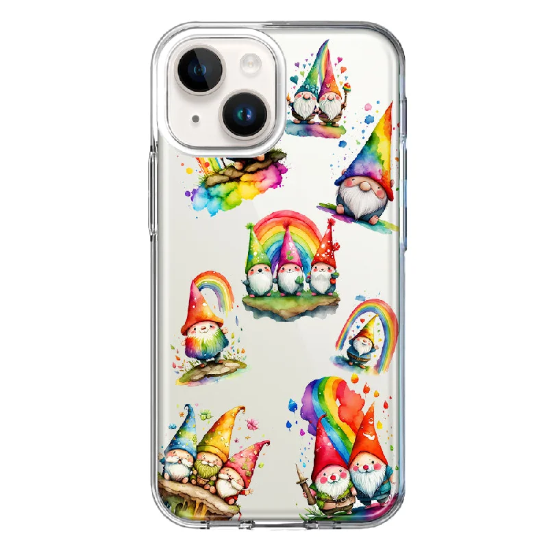 For Apple iPhone 15 Plus Colorful Neon Glow Rainbow Gnomes Painting Case Cover