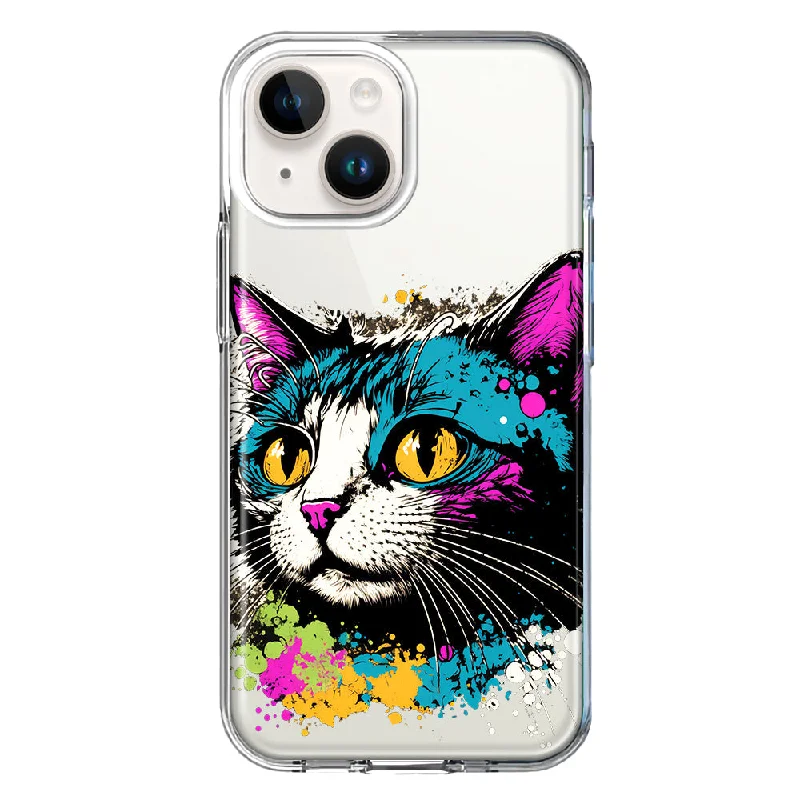 For Apple iPhone 15 Plus Cool Cat Oil Paint Pop Art Case Cover