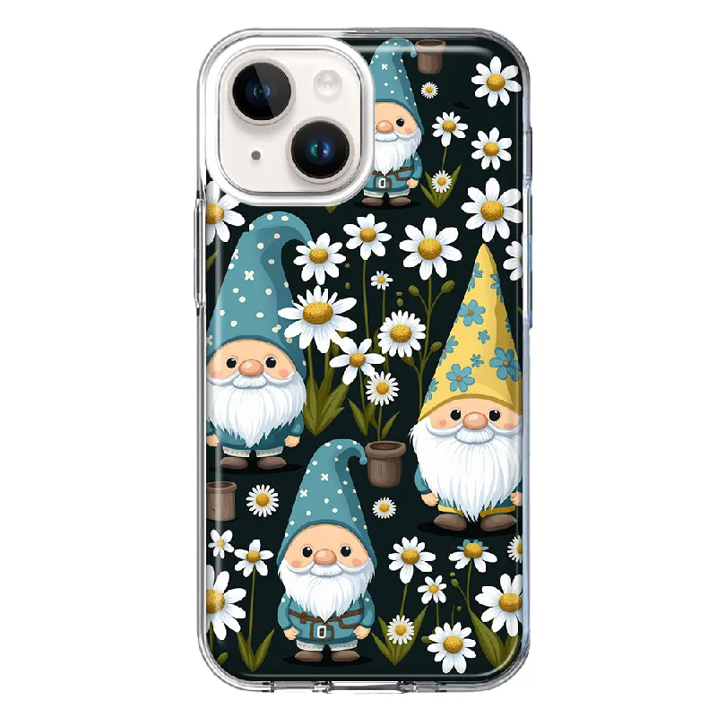 For Apple iPhone 15 Plus Cute White Daisies Gnomes Flowers Floral Case Cover