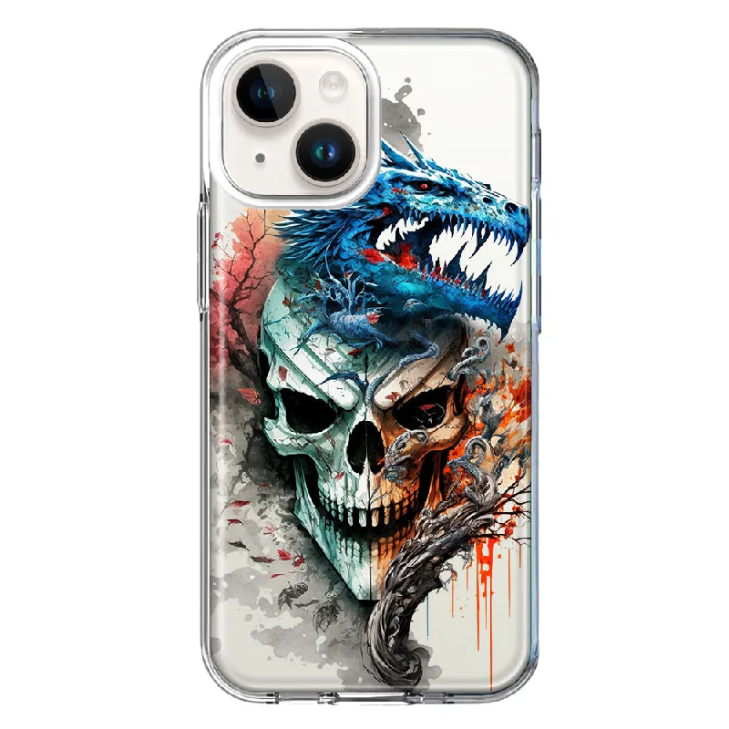 For Apple iPhone 15 Plus Fantasy Blue Dragon Dream Skull Case Cover