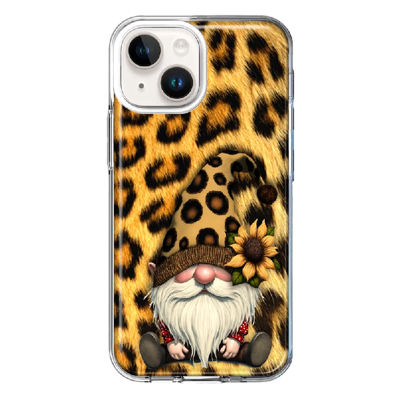 For Apple iPhone 15 Plus Gnome Sunflower Leopard Case Cover