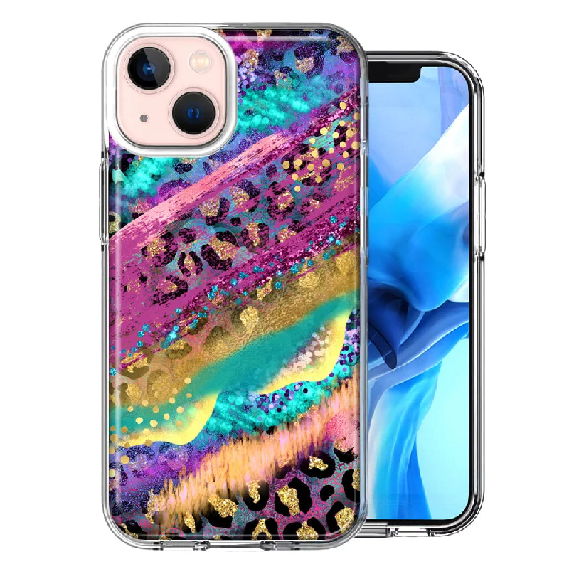 For Apple iPhone 15 Plus Leopard Paint Colorful Beautiful Abstract Milkyway Case Cover