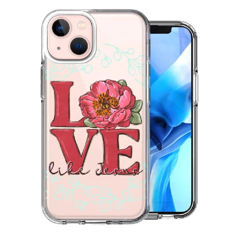 For Apple iPhone 15 Plus Love Like Jesus Flower Text Christian Case Cover