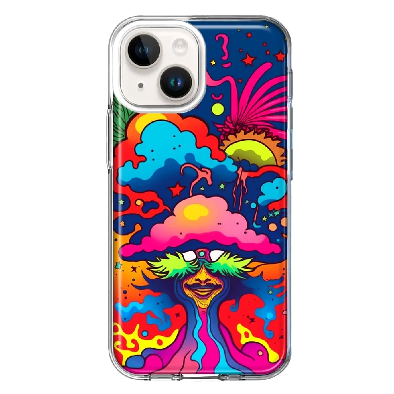 For Apple iPhone 15 Plus Neon Rainbow Psychedelic Trippy Hippie Bomb Star Dream Case Cover