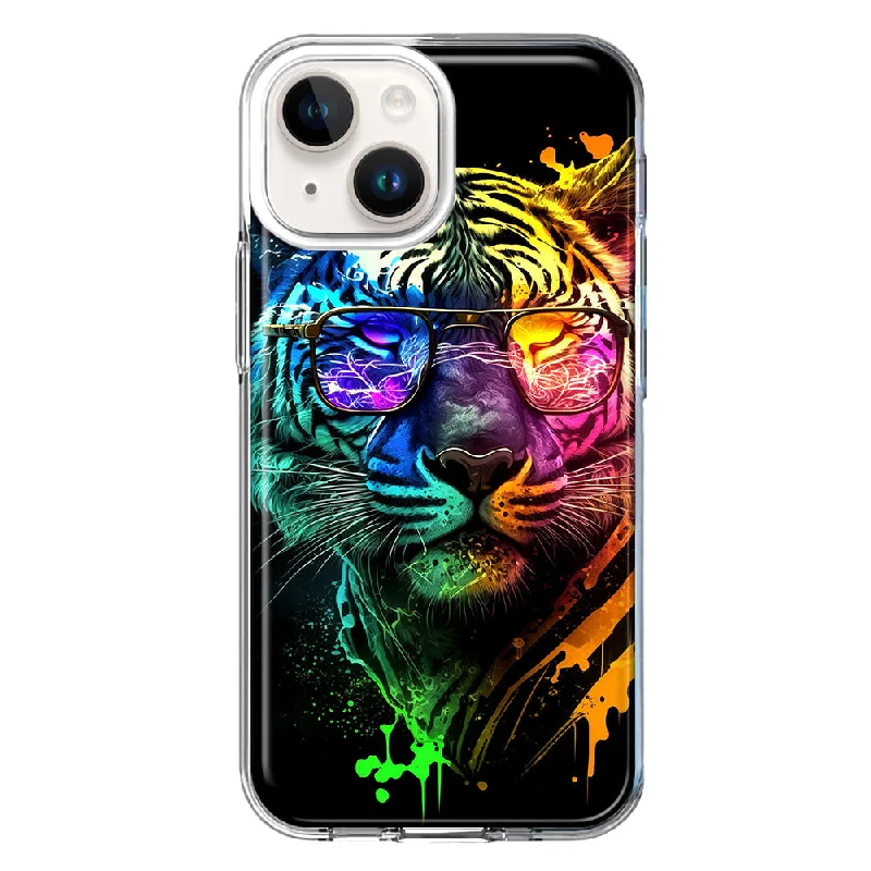 For Apple iPhone 15 Plus Neon Rainbow Swag Tiger Case Cover