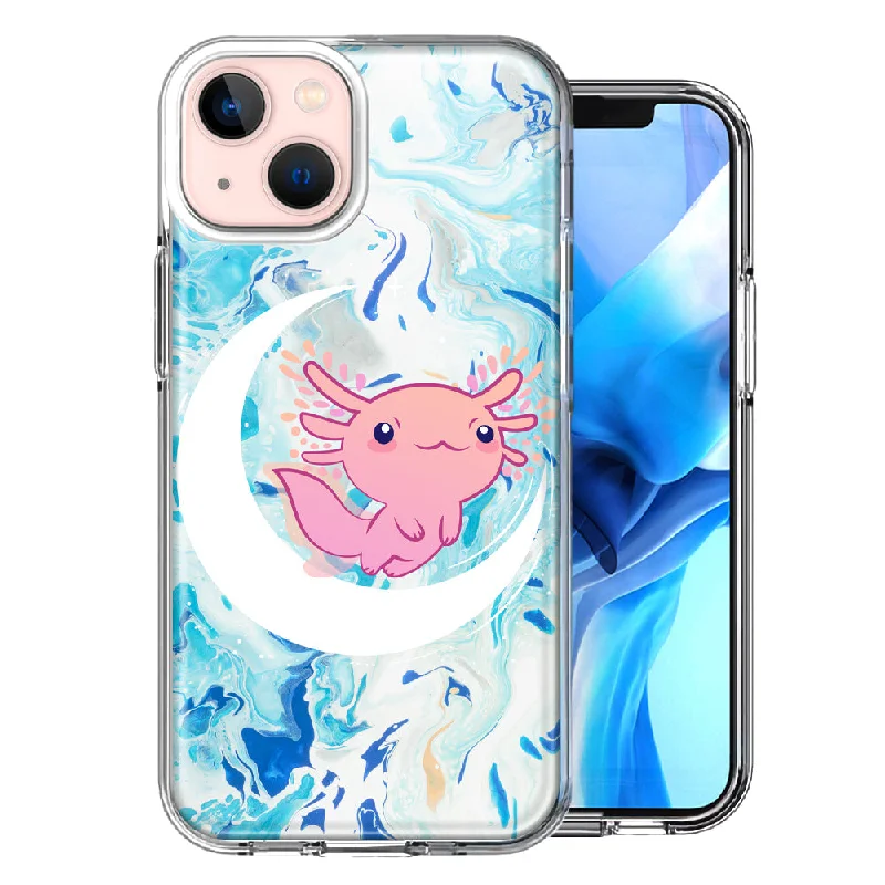 For Apple iPhone 15 Plus Pink Axolotl Moon Case Cover