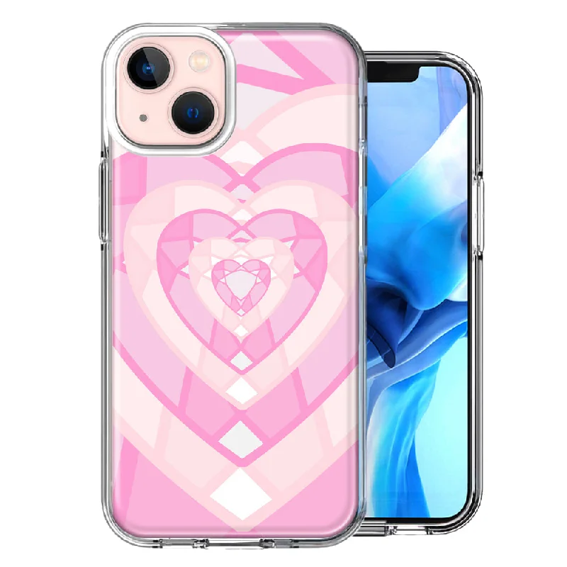 For Apple iPhone 15 Plus Pink Gem Hearts Case Cover