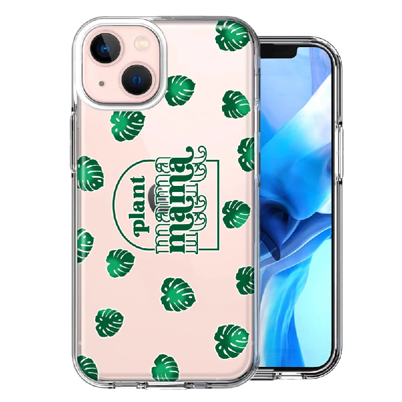 For Apple iPhone 15 Plus Plant Mama Houseplant Lover Monstera Tropical Leaf Green Case Cover