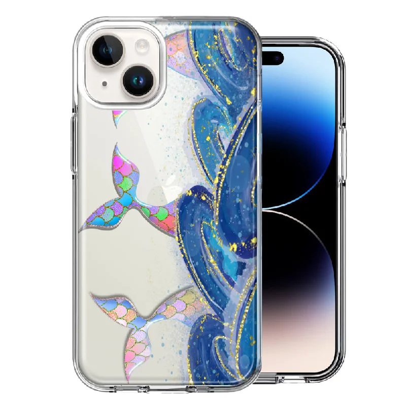 For Apple iPhone 15 Plus Rainbow Mermaid Tails Scales Ocean Waves Beach Girls Summer Case Cover