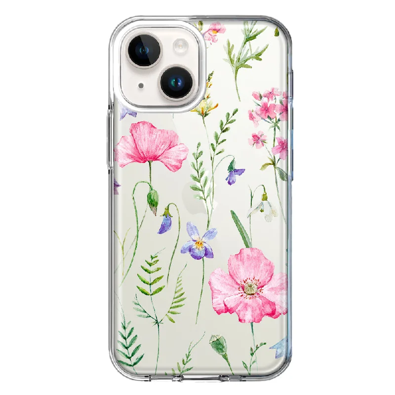 For Apple iPhone 15 Plus Spring Pastel Wild Flowers Summer Classy Elegant Beautiful Case Cover