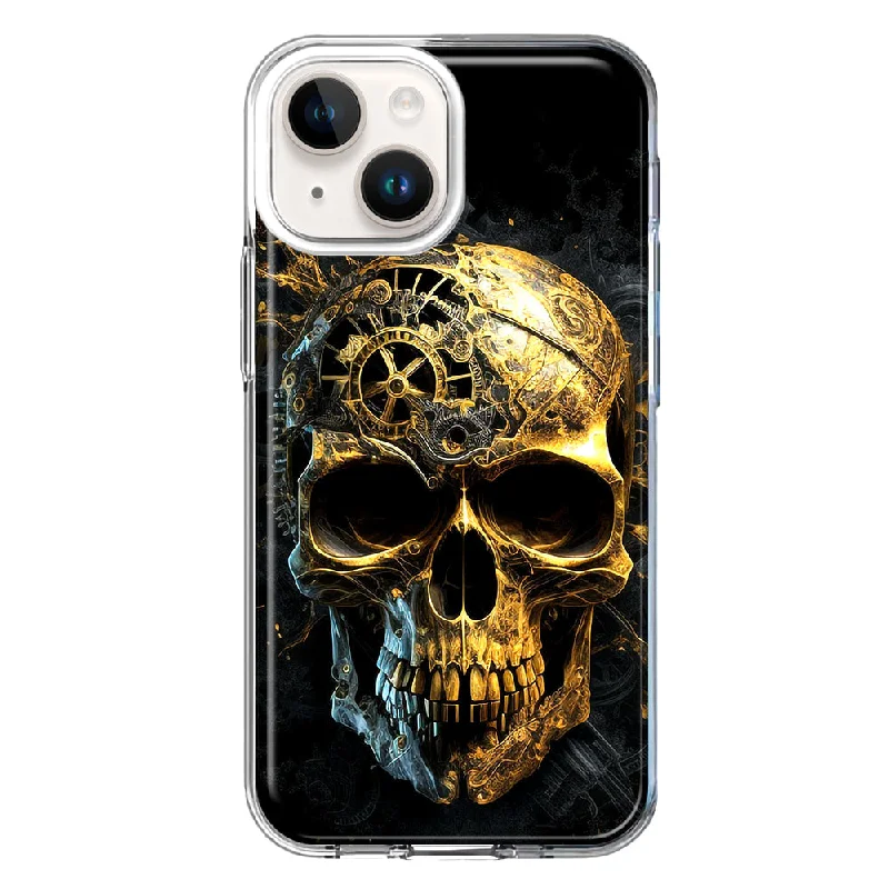 For Apple iPhone 15 Plus Steampunk Skull Science Fiction Machinery Case Cover