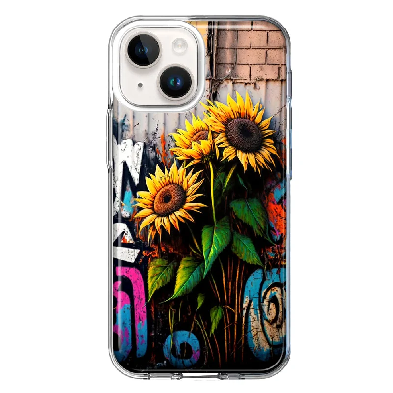 For Apple iPhone 15 Plus Sunflowers Graffiti Painting Art Case Cover