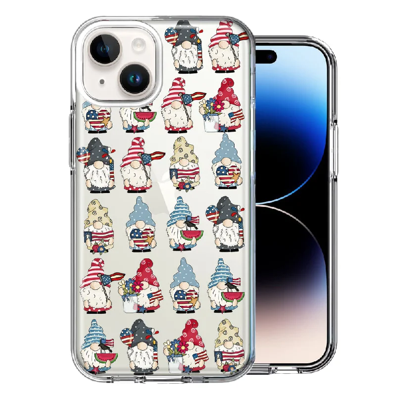 For Apple iPhone 15 Plus USA Fourth Of July American Summer Cute Gnomes Patriotic Parade Case Cover