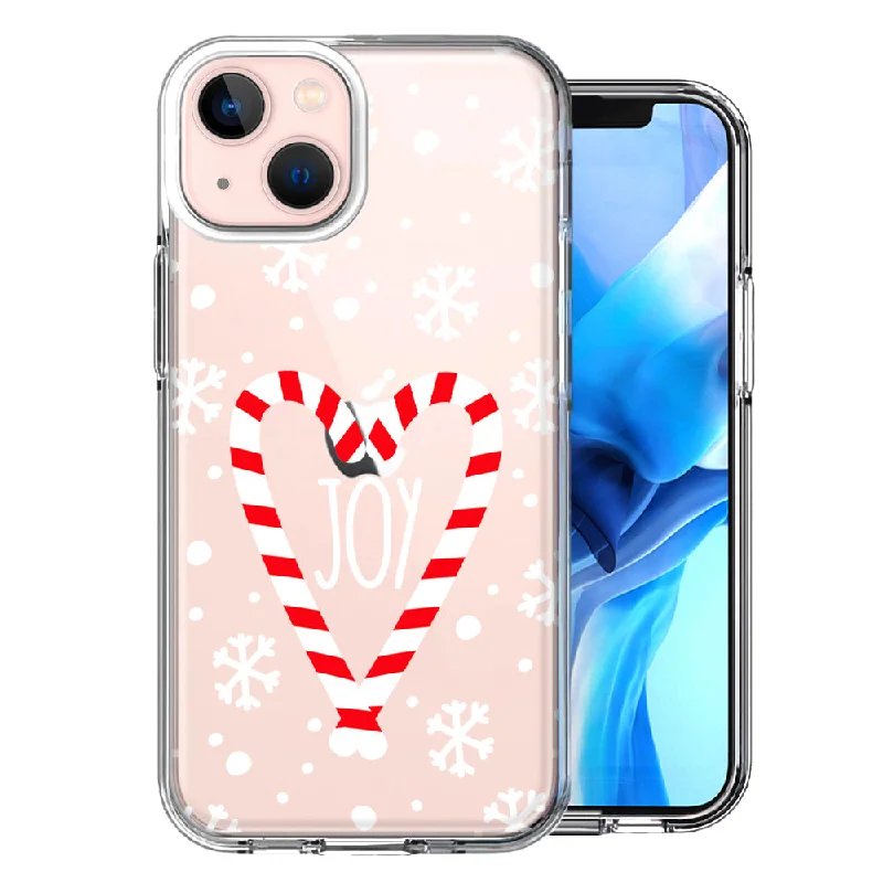 For Apple iPhone 15 Plus Winter Joy Snow Peppermint Candy Cane Heart Festive Christmas Case Cover