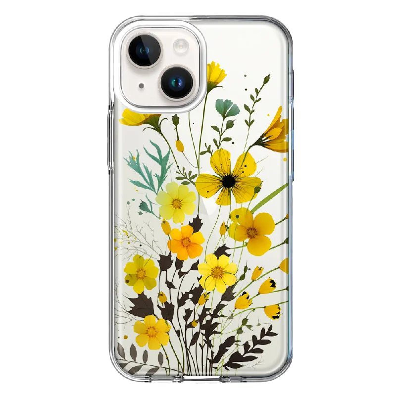 For Apple iPhone 15 Plus Yellow Summer Flowers Floral Case Cover