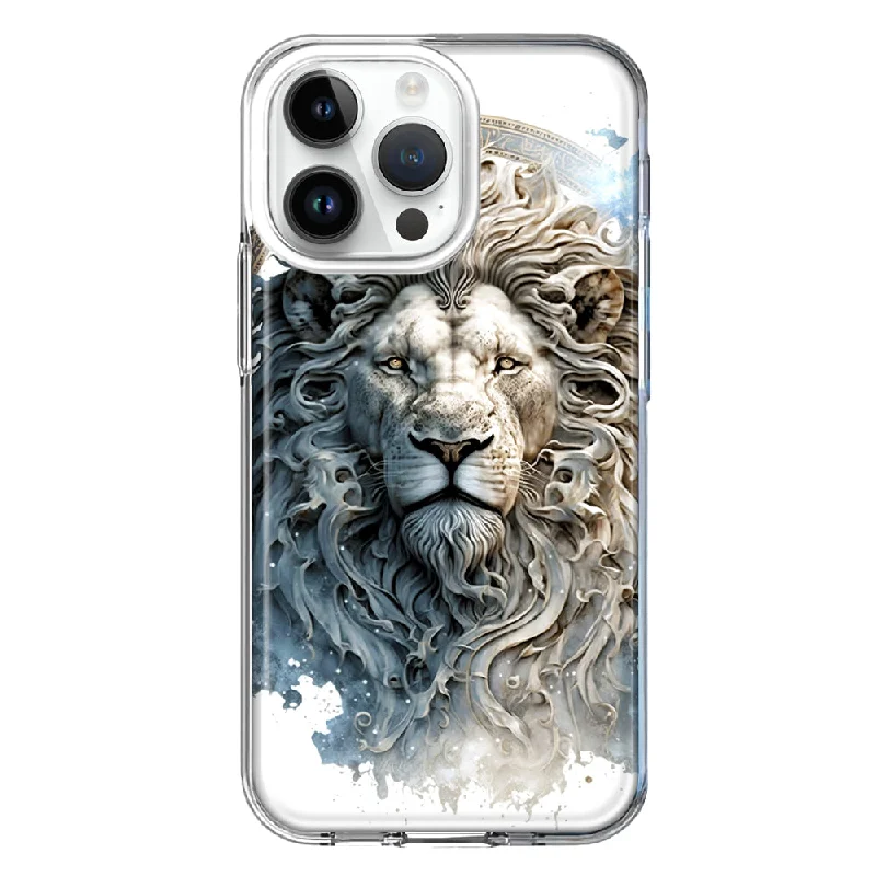 For Apple iPhone 15 Pro Abstract Lion Sculpture Hybrid Protective Phone Case Cover