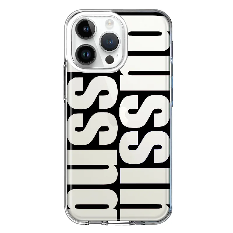 For Apple iPhone 15 Pro Black Clear Funny Text Quote Bussin Design Hybrid Protective Phone Case Cover