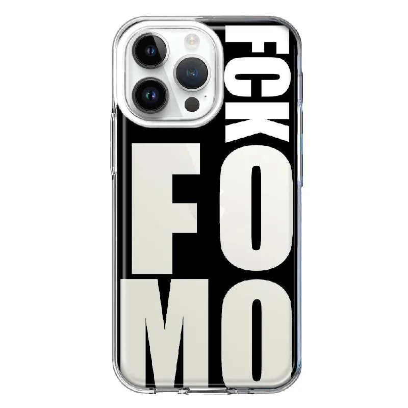 For Apple iPhone 15 Pro Black Clear Funny Text Quote Fckfomo Design Hybrid Protective Phone Case Cover