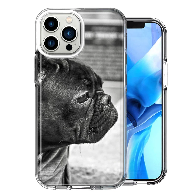 For Apple iPhone 15 Pro Black French Bulldog Double Layer Phone Case Cover