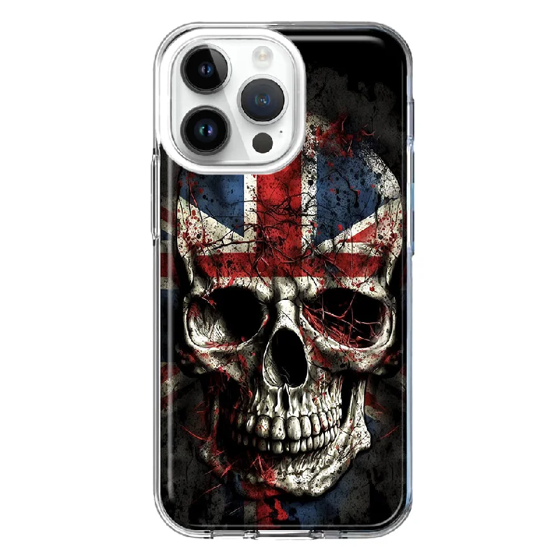 For Apple iPhone 15 Pro British UK Flag Skull Design Hybrid Protective Phone Case Cover