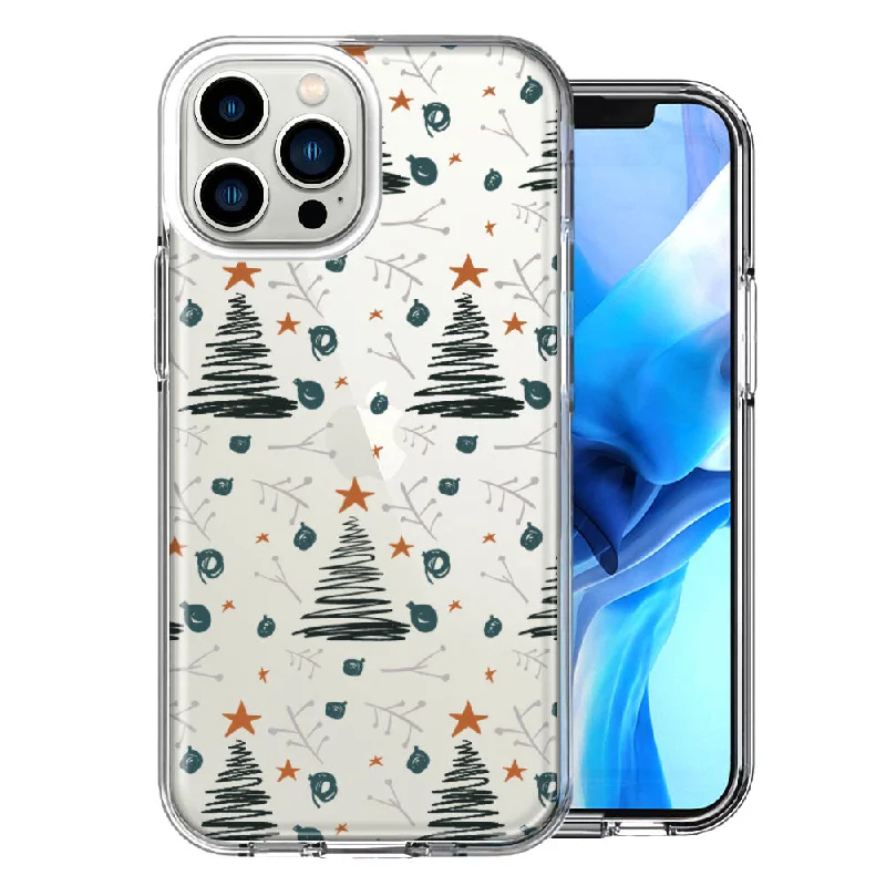 For Apple iPhone 15 Pro Christmas Tree Scribbles Design Double Layer Phone Case Cover