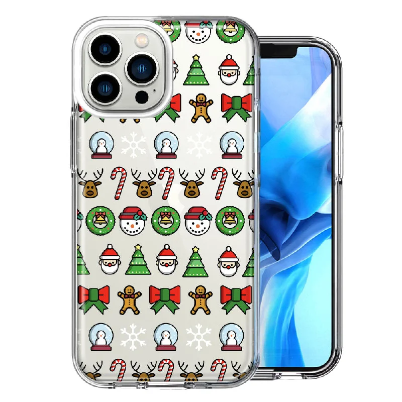 For Apple iPhone 15 Pro Classic Christmas Polka Dots Santa Snowman Reindeer Candy Cane Design Double Layer Phone Case Cover