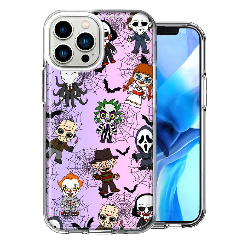 For Apple iPhone 15 Pro Classic Haunted Horror Halloween Nightmare Characters Spider Webs Design Double Layer Phone Case Cover