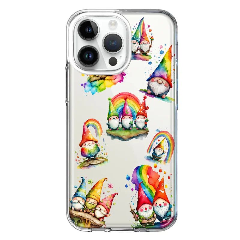 For Apple iPhone 15 Pro Colorful Neon Glow Rainbow Gnomes Painting Hybrid Protective Phone Case Cover