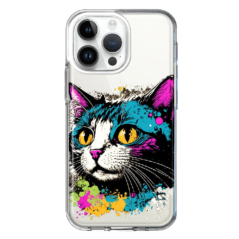 For Apple iPhone 15 Pro Cool Cat Oil Paint Pop Art Hybrid Protective Phone Case Cover