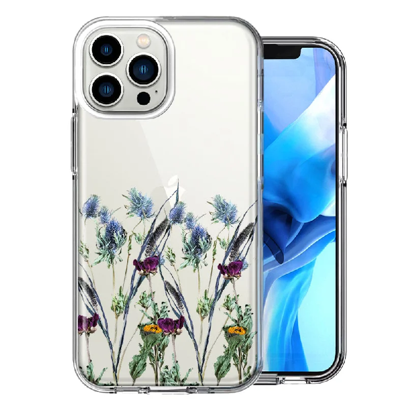 For Apple iPhone 15 Pro Country Dried Flowers Design Double Layer Phone Case Cover